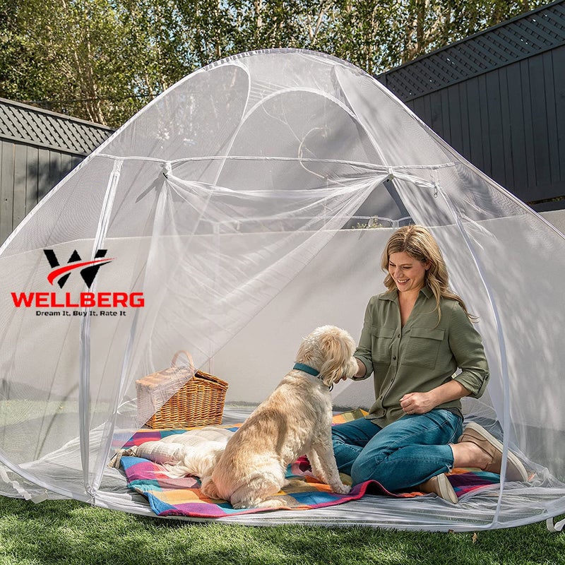 WELLBERG Pop Up Bed Mosquito Net with Bottom, Folding Design Breathable high Density mesh for Indoor and Outdoor Trip,Portable and Washable King and Queen Size - Image 5