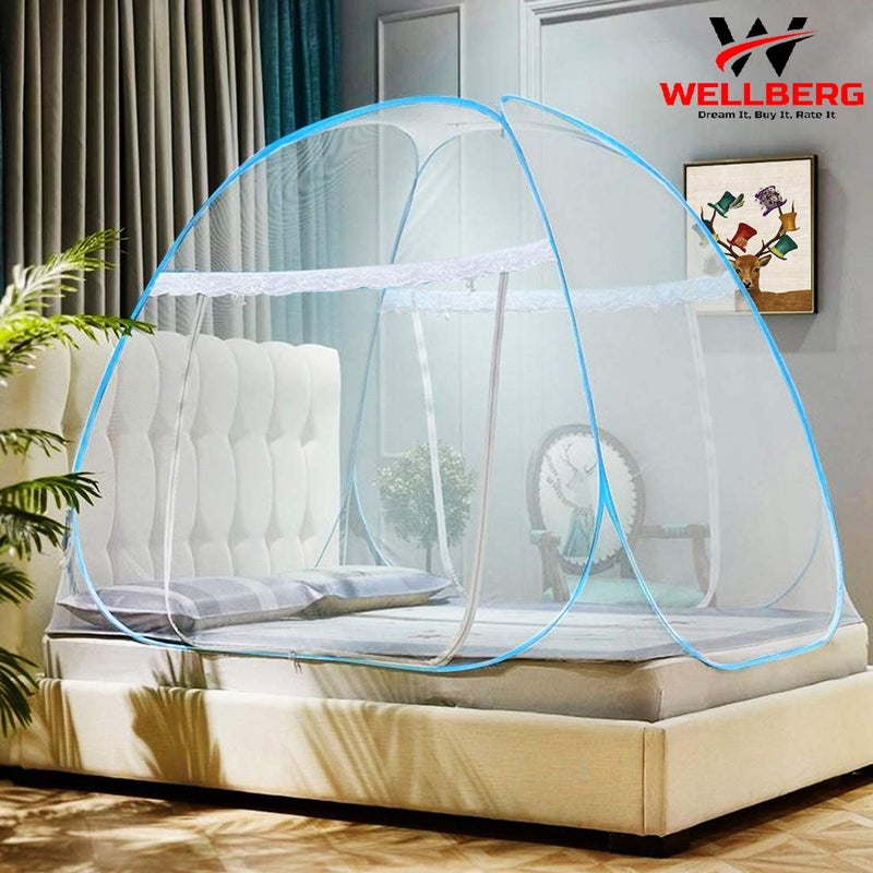 WELLBERG Pop Up Bed Mosquito Net with Bottom, Folding Design Breathable high Density mesh for Indoor and Outdoor Trip,Portable and Washable King and Queen Size - Image 4