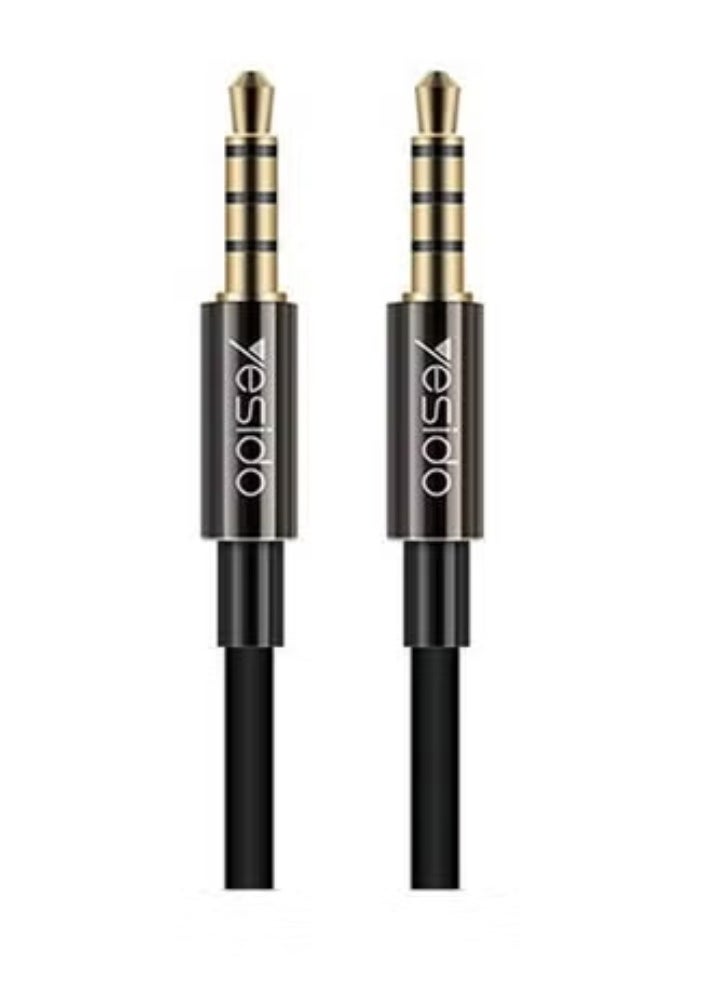 Yesido YAU02 3.5mm AUX Audio Cable – 1.0m Nylon Braided Male-to-Male Stereo Audio Cable for Car, Headphones, Speakers, Smartphones – Durable, Tangle-Free, Hi-Fi Sound Quality, Enhanced Durability, Black  - Image 1