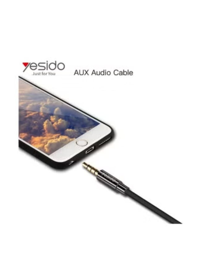 Yesido YAU02 3.5mm AUX Audio Cable – 1.0m Nylon Braided Male-to-Male Stereo Audio Cable for Car, Headphones, Speakers, Smartphones – Durable, Tangle-Free, Hi-Fi Sound Quality, Enhanced Durability, Black  - Image 2