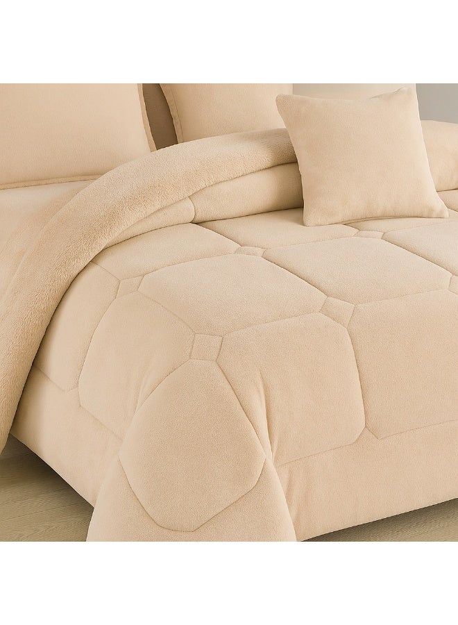 مينج لي مفرش شتوي نفرين نظام وجهين وجه مخمل وجه فرو - طقم مفارش 6 قطع ( 1 لحاف + 1 وشرشف مطاطي + 4 أغطية وسائد ديكورية ) يناسب سرير مقاس 200x200 سم - Image 5