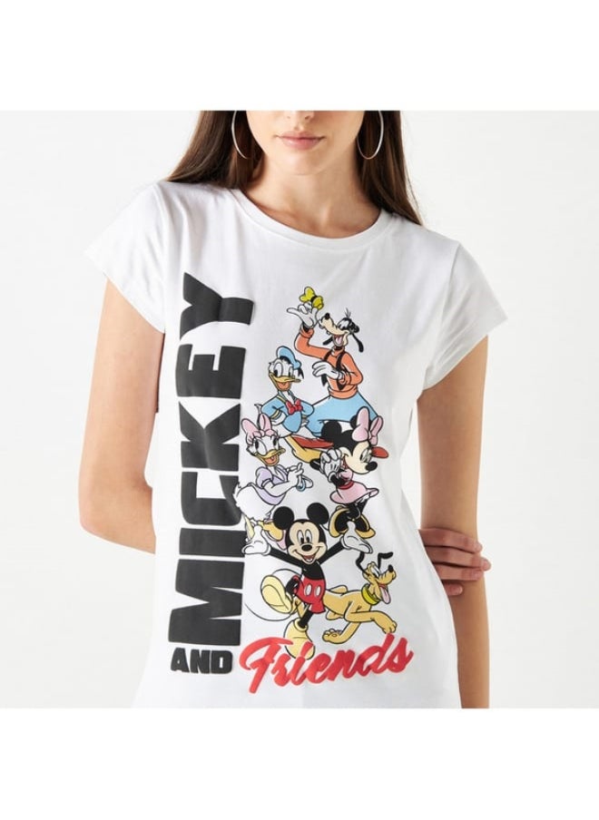 SP Characters Mickey Mouse Print T-shirt with Cap Sleeves and Crew Neck  - Image 4