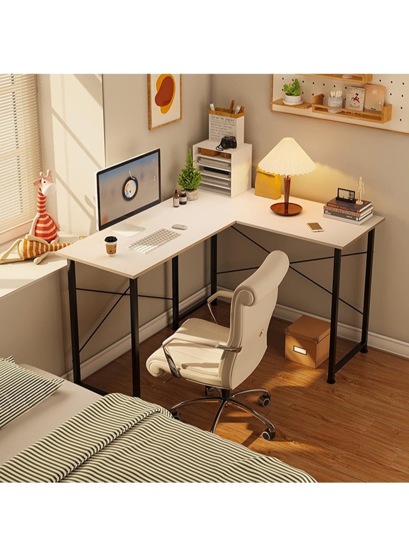 AGD L Shaped  Gaming Desk 50", L Desk Computer Corner Desk with Round Corner with Removable Shelf for Gaming Desk Home Office Writing Workstation, White  - Image 1
