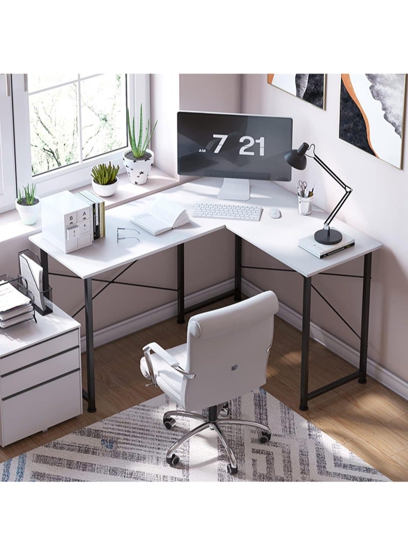 AGD L Shaped  Gaming Desk 50", L Desk Computer Corner Desk with Round Corner with Removable Shelf for Gaming Desk Home Office Writing Workstation, White  - Image 4