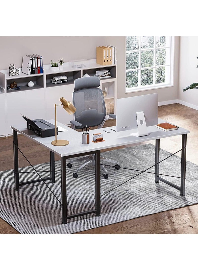 AGD L Shaped  Gaming Desk 50", L Desk Computer Corner Desk with Round Corner with Removable Shelf for Gaming Desk Home Office Writing Workstation, White  - Image 5
