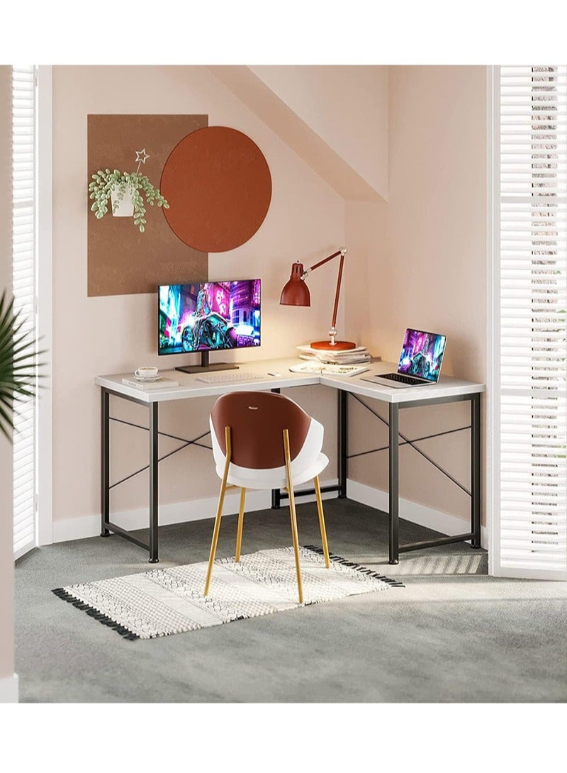 AGD L Shaped  Gaming Desk 50", L Desk Computer Corner Desk with Round Corner with Removable Shelf for Gaming Desk Home Office Writing Workstation, White  - Image 3