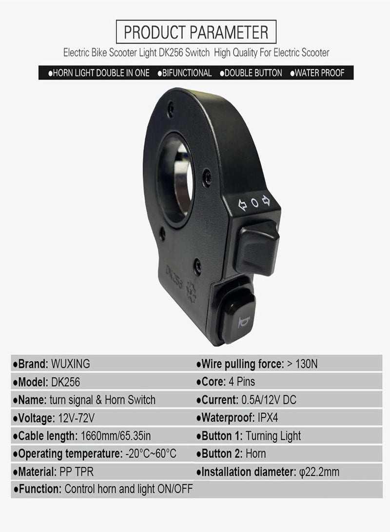 GGOOT Handlebar control switch, motorcycle handlebar switch, bicycle switch, bicycle headlight rotary switch, indicator switch for motorcycles, scooters, on/off switch  - Image 5