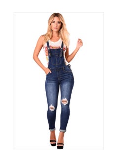 Generic Ripped Strap Roll-up Leg Cropped Jeans Woman  - Image 1