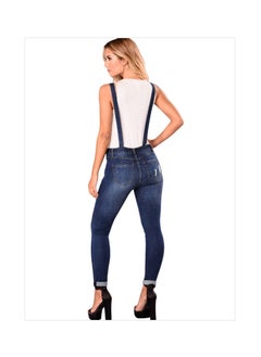 Generic Ripped Strap Roll-up Leg Cropped Jeans Woman  - Image 2