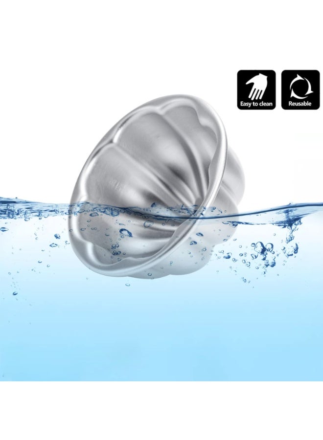 نيكور طقم قوالب كب كيك وكريم كراميل (9 قطع) - قوالب ألومنيوم غير لاصقة بتصميم زهرة، مناسبة للجيلي والبودينغ والمافن والتارت الصغير؛ أداة خبز مثالية. - Image 4