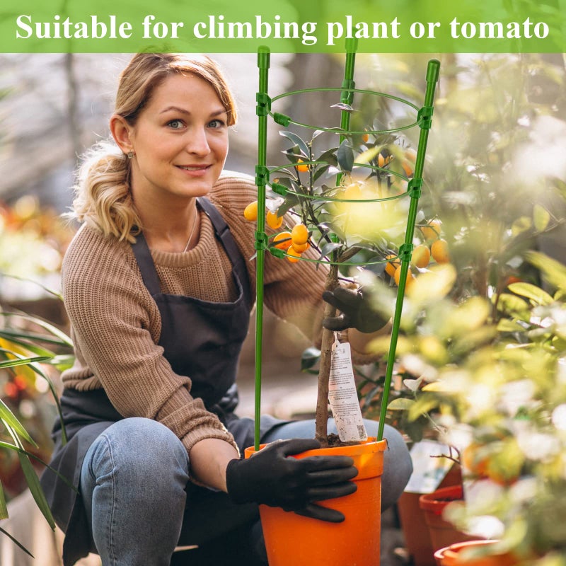 Legigo 6 Pack 24 Inch Plant Support Cages Tomato Cage for Garden- Plant Cages Adjustable Rings, Tomato Plant Support Stakes Trellis for Pots, Peppers, Cucumbers and Flowers with 10 Plant Clips - Image 5