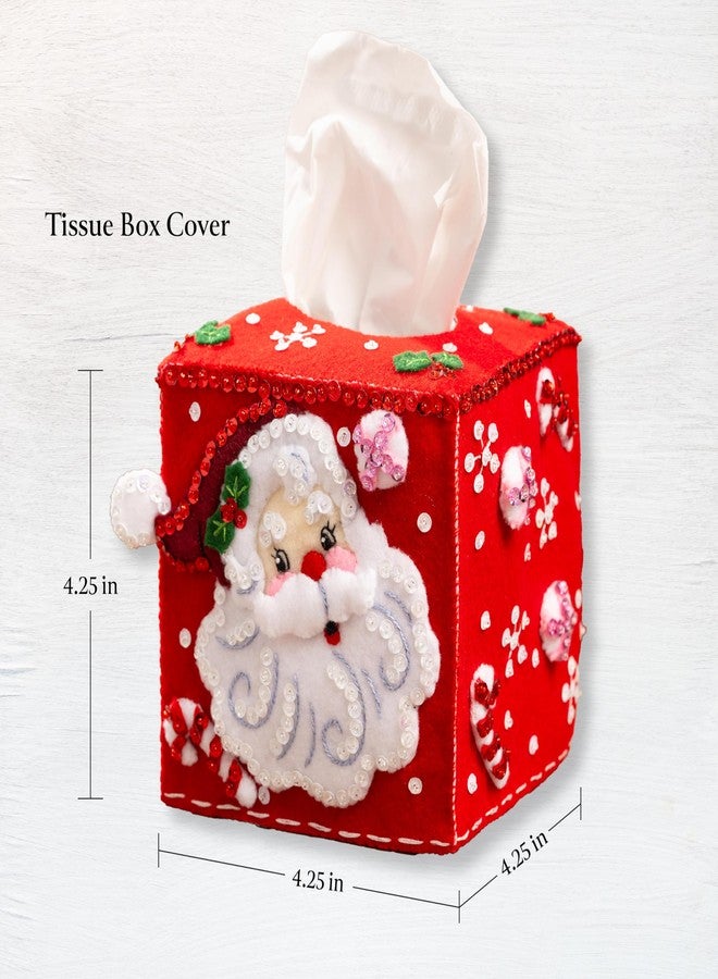 Bucilla, Jolly St. Nick, Felt Applique Tissue Box Cover Kit, Perfect for Holiday DIY Arts and Crafts, 89678E - Image 2