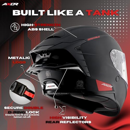 AXOR Brutale Solid Colors Dual Spoiler Helmet – Aerodynamic Full Face Design | Certified (ISI, DOT, ECE) | Premium Safety & Comfort- Dull Black, Size:M - Image 4