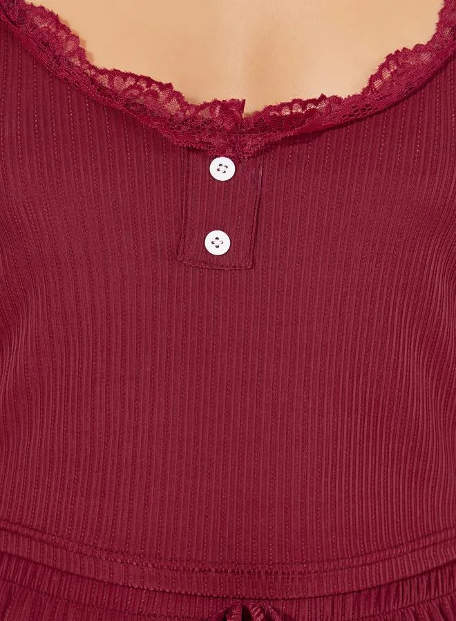 Take Two Red Lace Cami Top And Pyjama Set for Women | Best Price UAE