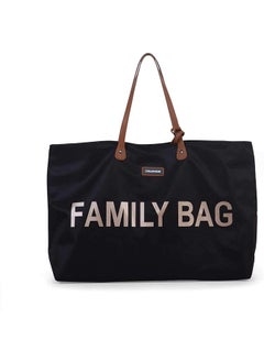 CHILDHOME Family Bag, Changing Bag, Travel/Weekend Bag, Large Capacity, Detachable Pouch Included, Black/Gold  - Image 1
