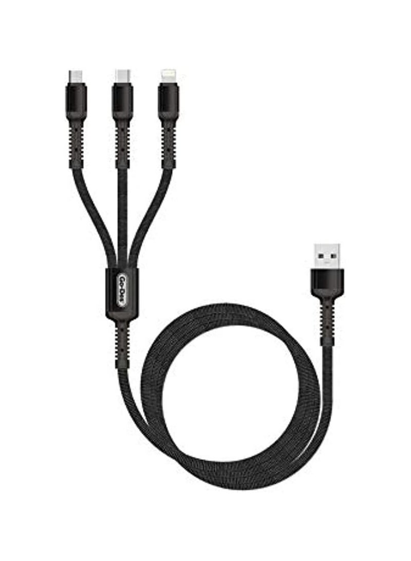 جو-ديز 3-In-1 USB Data Sync Quick Charging Cable Black - Image 1