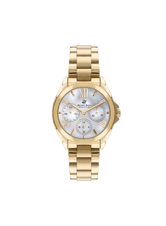 BEVERLY HILLS POLO CLUB Beverly Hills Polo Club Women's VX3J Movement Watch, Multi Function Display and Metal Strap - BP3313X.120, Gold