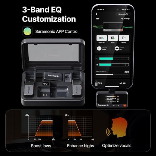 Saramonic Air Wireless Microphone for iPhone/Camera/Android, 11g Ultralight, 48kHz/24-bit,120dB Max SPL, 2 Lavalier Microphones, 300m Range, Noise Cancelling, Vlog, Streaming - Image 5