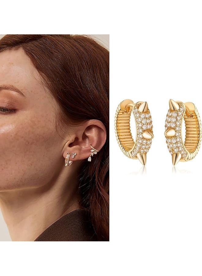 Mevecco Women Huggie Earrings Gold Hoop Sleeper 14K Gold Filled Small Simple Handmade Hypoallergenic Everyday Jewelry - Image 3