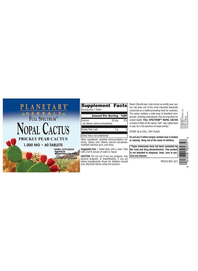 Planetary Herbals Full Spectrum Nopal Cactus 1000mg Prickly Pear Cactus Antioxidant - 100% Natural - 60 Tablets - Image 4