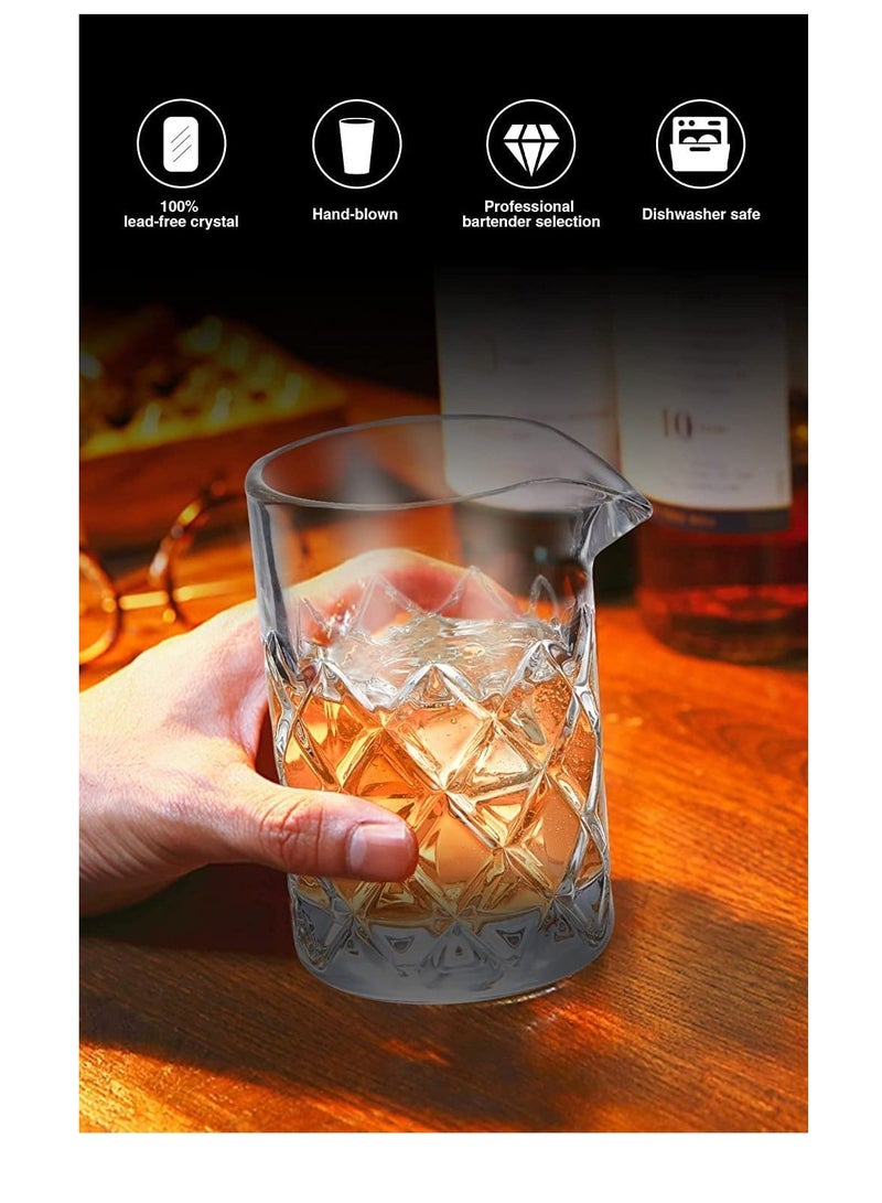 SYOSI Bar Co ck ta il Mixing Glass, Seamless Co ck ta il Pitcher for Stirred Co ck ta il with Weighted Bottom, Old Fashioned Bartender Accessory and Tool  18oz 500ml - Image 2
