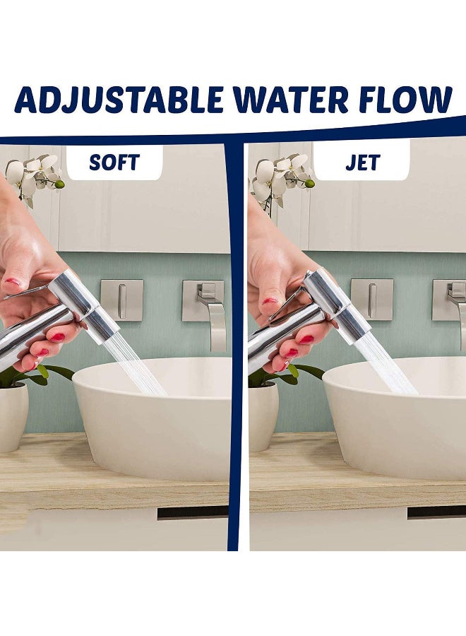 ZERIFAM Handheld Bidet Sprayer for Toilet, Bidet Shattaf Set, Stainless Steel Toilet Shattaf Cloth Diaper Sprayer with Anti-Leaking Hose and Holder, For Muslim Shower, Personal, Hygiene, Toilets - Image 5