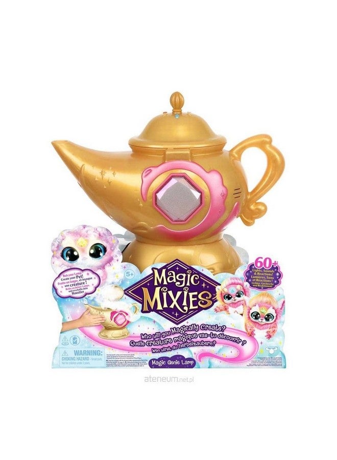 Magic Mixies Magic Mixies Magic Genie Lamp with Interactive 8" Pink Plush Toy and 60+ Sounds & Reactions. Unlock a Magic Ring and Reveal a Pink Genie from The Real Misting Lamp. Gifts for Kids, Ages 5+ 