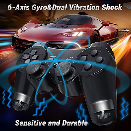 OKHAHA Controller 2 Pack for PS3 Wireless Controller for Sony Playstation 3, Double Shock 3, Bluetooth, Rechargeable, Motion Sensor, Remote for PS3 (No Stripes(Black + Red)) - Image 3