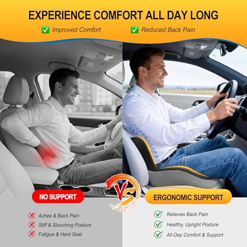 Allaboutsla Memory Foam Car Seat Cushion with Lumbar Support, L-Shaped Ergonomic Design for Long Driving, Pressure-Relief Comfort for Car, SUV, Semi Truck & Office Chair - Image 5