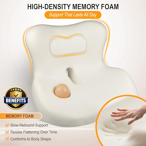 Allaboutsla Memory Foam Car Seat Cushion with Lumbar Support, L-Shaped Ergonomic Design for Long Driving, Pressure-Relief Comfort for Car, SUV, Semi Truck & Office Chair - Image 4