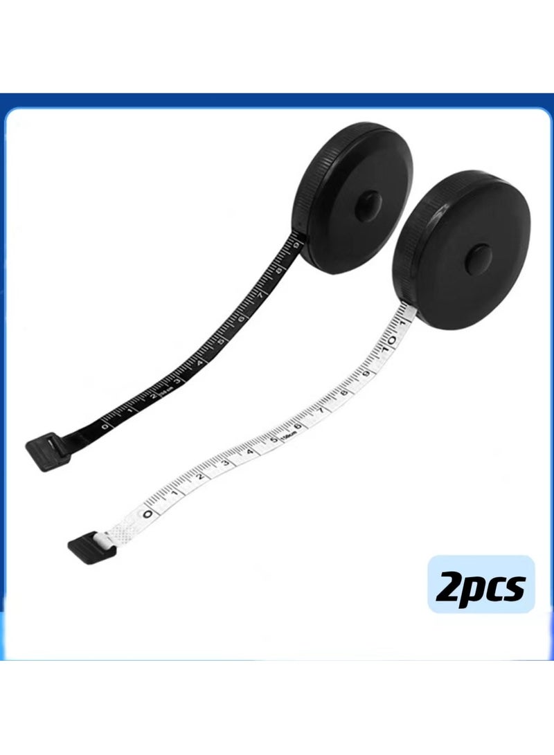 Generic Soft Tape Measure Retractable Measuring for Body Fabric Sewing Tailor Cloth Knitting Craft Weight Loss Measurements Retractable Black Dual Sided Tape Measure Body Measuring 2 Pack  - Image 1