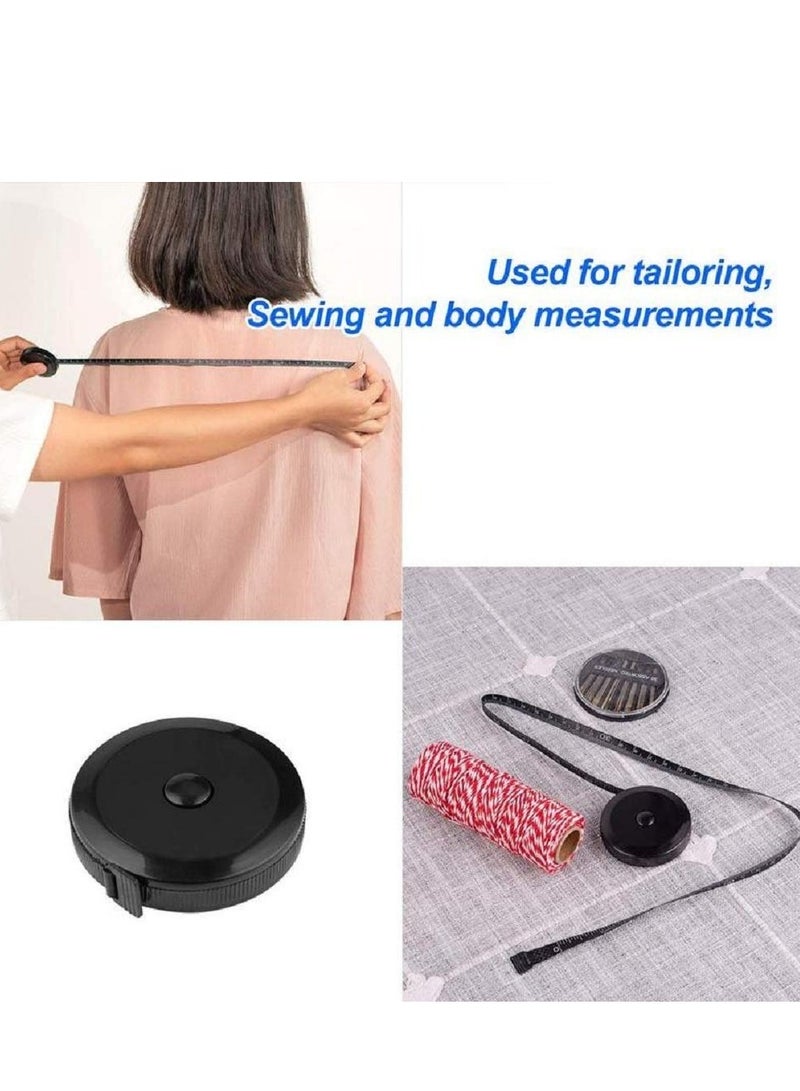 Generic Soft Tape Measure Retractable Measuring for Body Fabric Sewing Tailor Cloth Knitting Craft Weight Loss Measurements Retractable Black Dual Sided Tape Measure Body Measuring 2 Pack  - Image 4