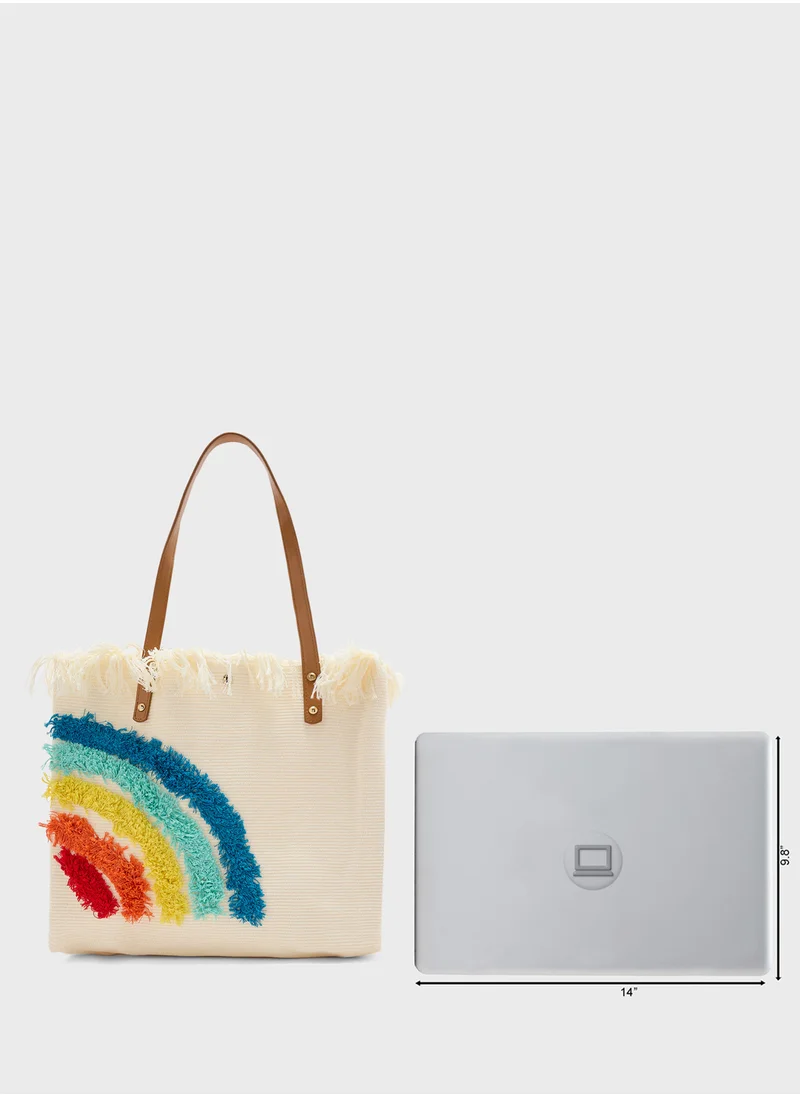 Ginger Color Pop Tassel Canvas Tote Bag