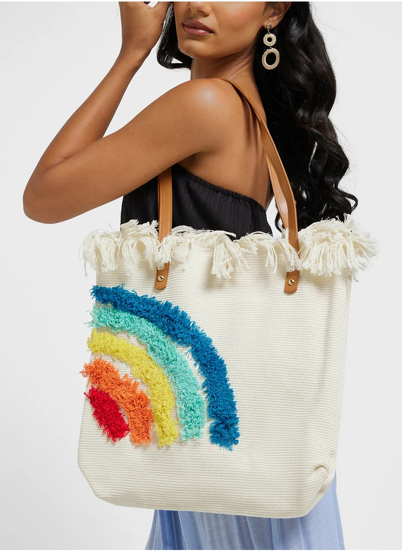 Ginger Color Pop Tassel Canvas Tote Bag