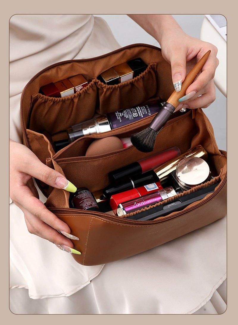 BEIRUI Cosmetic Bag，Large Capacity Travel Cosmetic Bag, Multifunction Organizer Storage Bag, Makeup Bag with Handle and Dividers, Skincare Dispenser, Toiletry Bag for Women - Image 2