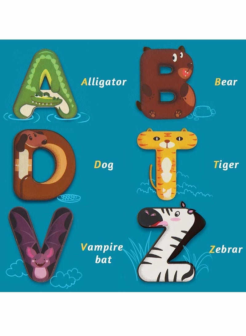 Y&D Alphabet Puzzles for Kids 3 Otters Wooden Puzzle Upper Case Letter and Learning Board Toy Kindergarten Toddlers Preschools ABC Letters Numbers Shapes Teaching - Image 5