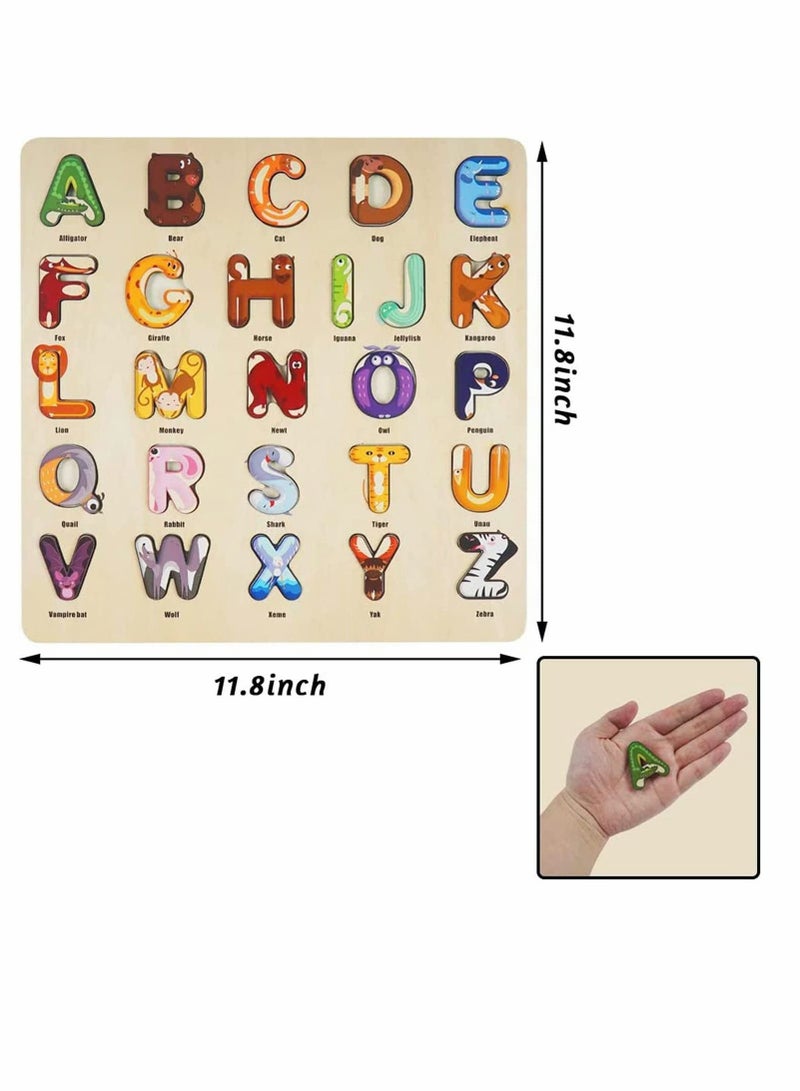 Y&D Alphabet Puzzles for Kids 3 Otters Wooden Puzzle Upper Case Letter and Learning Board Toy Kindergarten Toddlers Preschools ABC Letters Numbers Shapes Teaching - Image 3