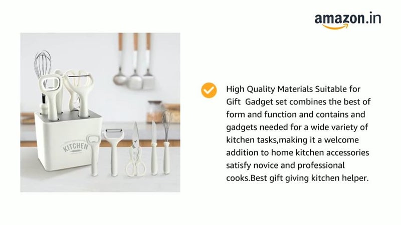 AUZENO AUZENO Stainless Steel 6Piece Kitchen Gadgets Set Kitchen Scissors Kitchen Utensils Set with Holder Paring Knife Whisk Bottle Opener Peeler AntiSlip Handle Decorative Base  - Image 2