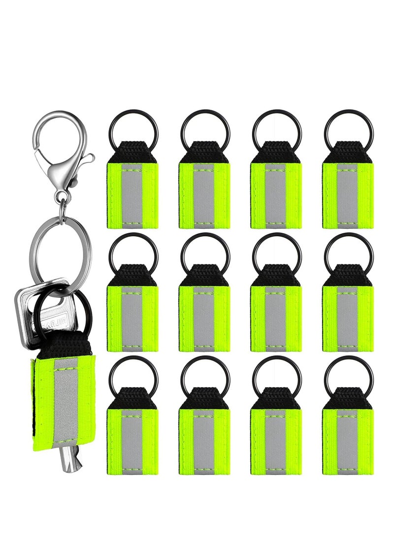SYOSI Keychain Tags, Reflective Zipper Pulls Nylon Bright Tags for First Aid Bag Backpack Pendants for Kids and Adults Dog Collar Zippers Decorations 12 Pieces - Image 1