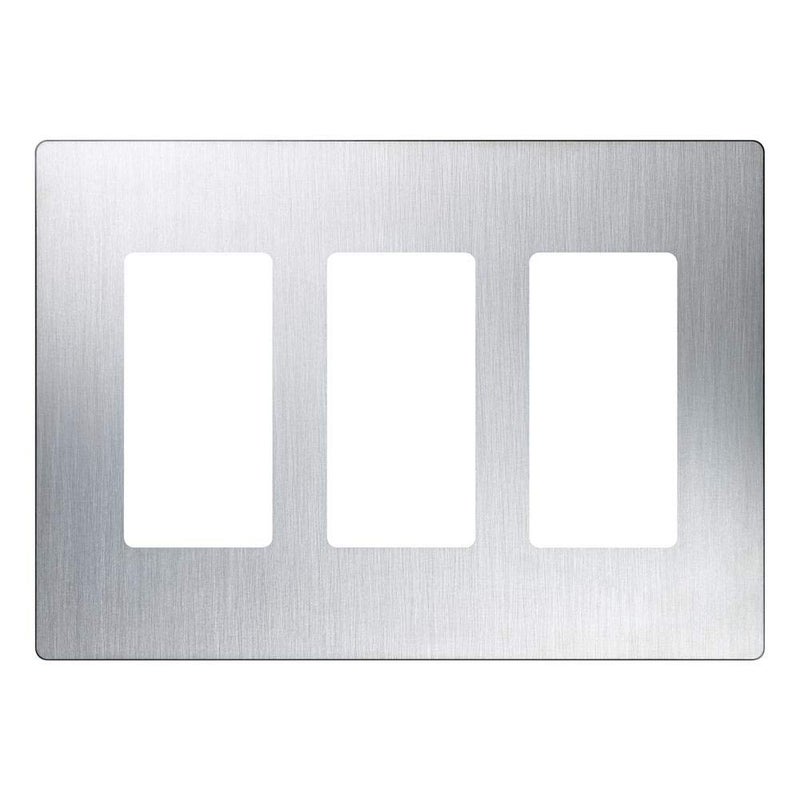 Lutron Claro Light Switch Cover Plate 3 Gang Wallplate for Decorator Light Switches Rocker Light Switch Cover Outlet Cover Screwless Switch Plate Cover Gloss CW3SS Stainless Steel