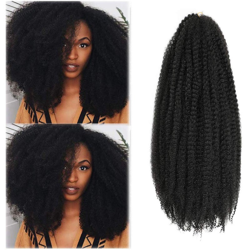 Marley Hair 24 Inch Marley Twist Hair Afro Twist Marley Braiding Hair for Faux Locs Crochet Hair 3 Packs Synthetic Hair Extensions 24 Inch Pack of 3 1B