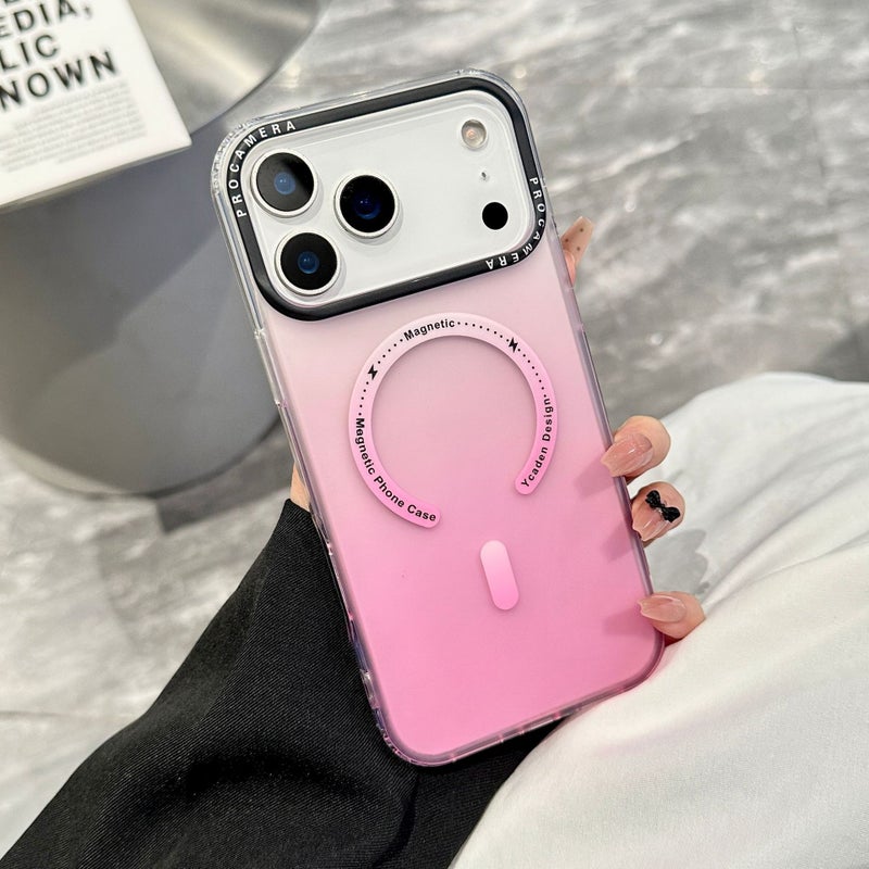 غطاء MagSafe بAcrylic لـ iPhone 16 / 16 Plus / 16 Pro / 16 Pro Max باللون وردي مغناطيسي من الأكريليك مع مغناطيس قوي وتغطية كاملة مع ملمس غير لامع مع مقاوم للخدش أثناء التنقل - Image 1