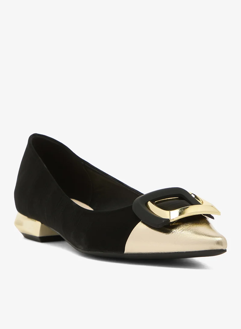 ايلا Satin Two Tone Ballet Flats With Buckle Detail