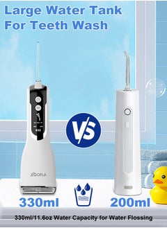 Xoopla Cordless Water Flosser,Water Jet,Water Pick, Teeth Cleaner, Dental Oral Lrrigator, 140 PSI with 5  Modes, 4 Jet Nozzles, LED Display, IPX7 Waterproof, 330ML Water Tank, 2000 mAh USB C Rechargeable Portable Dental Water Flosser for Travel,Home,White  - Image 5