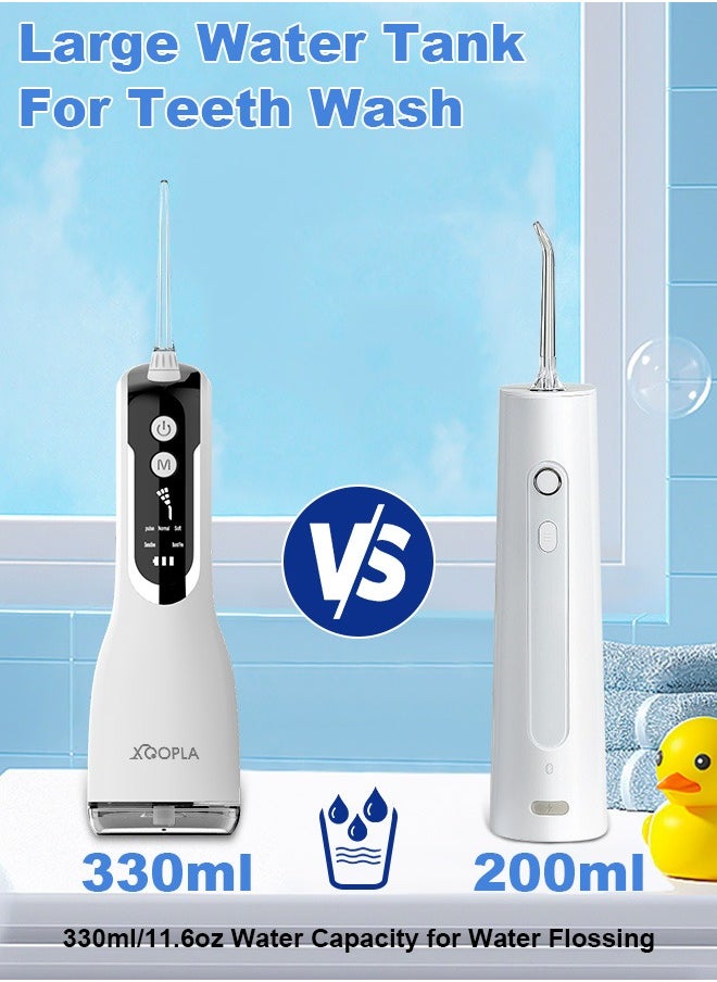 Xoopla Cordless Water Flosser,Water Jet,Water Pick, Teeth Cleaner, Dental Oral Lrrigator, 140 PSI with 5  Modes, 4 Jet Nozzles, LED Display, IPX7 Waterproof, 330ML Water Tank, 2000 mAh USB C Rechargeable Portable Dental Water Flosser for Travel,Home,White  - Image 5