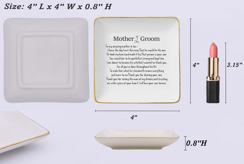 NZY Mother Of the Groom Gifts from Bride,Bridal Shower Gifts for Mother in Law,Wedding Present for New Mom-Thank You for Raising the Man Of My Dreams-Ceramic Jewelry Tray Trinket Holder Ring Dish - Image 5