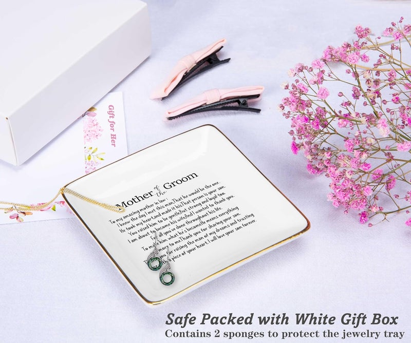NZY Mother Of the Groom Gifts from Bride,Bridal Shower Gifts for Mother in Law,Wedding Present for New Mom-Thank You for Raising the Man Of My Dreams-Ceramic Jewelry Tray Trinket Holder Ring Dish - Image 2