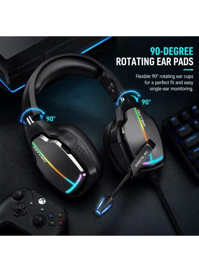 سماعة الألعاب Tatybo XW2 7.1 RGB - سماعات رأس سلكية USB بصوت محيطي مع ميكروفون مانع للضوضاء لأجهزة الكمبيوتر الشخصية و PS5 و PS4 - Image 2
