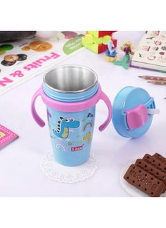 Nabhya Nabhya Snoozy Stainless Steel Sipper Water Bottle, BPA-Free Multi Cartoon Design Baby Sipper Kids Water Bottle with Straw and Both Side Handle Sipper Bottle for Kids (Blue)  - Image 1