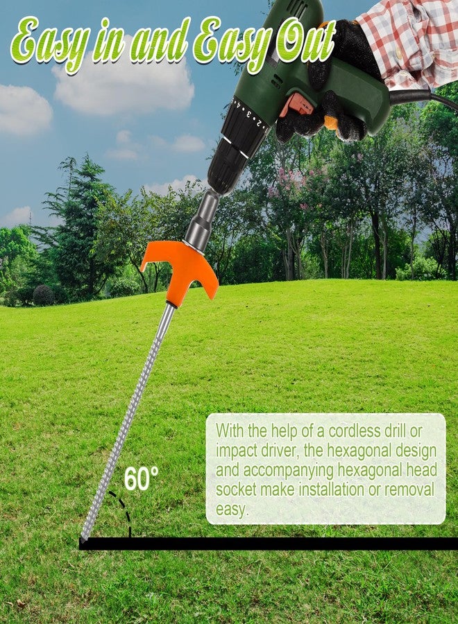 IANFAN 20 Pcs 8" Heavy Duty Screw in Tent Stakes with Hex Heads and Storage Box, Metal Threaded Tent Stakes Ground Anchors for Camping Swing Canopies (Orange) - Image 5